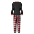 thumbnail image 5 of Michellecmm Family Matching Christmas Pajamas, LetterDinosaur Print Long-Sleeved Round Neck Tops + Plaid Pattern Trousers Sleepwear, 5 of 10