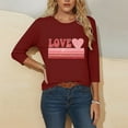 thumbnail image 5 of BLTIBY Valentines Day Shirts for Women Love Heart Printed Crew Neck 3/4 Sleeve Tshirt Holiday Loose Fit Casual Pullover Tops Red S, 5 of 6