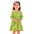 thumbnail image 5 of Vividxx Toddler Girl Dress Long Sleeve Fall Dress Ruffle A-Line Cute Casual Dress Solid Color Daily Wear Party 4-5 Years, 5 of 5
