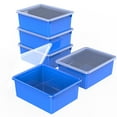 thumbnail image 1 of Storex Plateau de Rangement Profond avec Couvercle, Format Lettre, 10 x 13 x 5 Pouces, Bleu, Lot de 5, 1 of 1