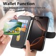 thumbnail image 6 of Allytechgroup for iPhone 16 Case, 2-in-1 Wallet Phone Cover with Detachable PU Leather Card Holder, Magnetic MagSafe-Compatible RFID Blocking Protective Case & Wristband, Black, 6 of 14
