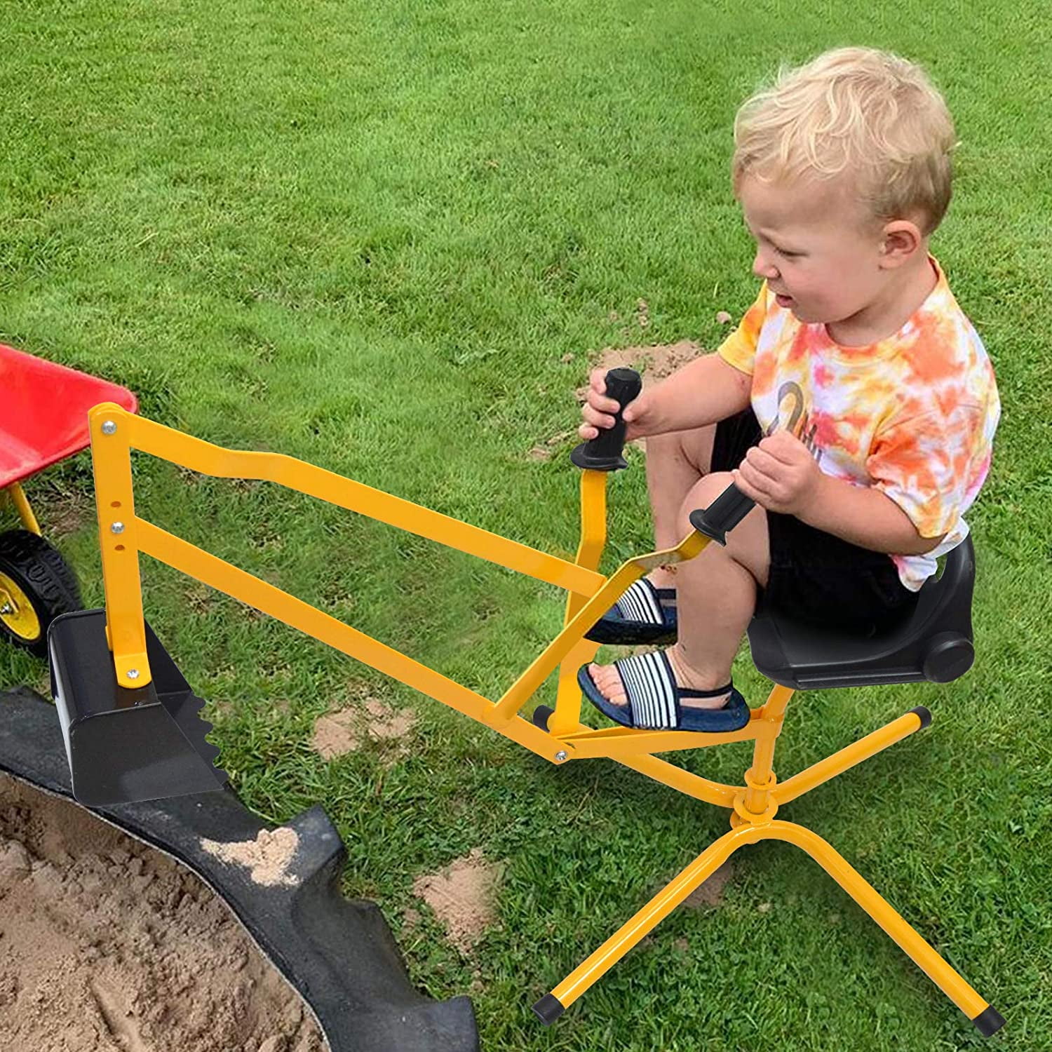 Working Crane Set Toy Yard Outdoor Sand Digger Dig Kid Child Beach Play Ride