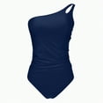 thumbnail image 6 of Hessimy One Shoulder One Piece Swimsuit for Women Tummy Control Bathing Suits Modest Full Coverage Keyhole Swimwear(Blue,M), 6 of 8
