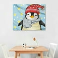 thumbnail image 2 of Autua Penguin Hat Scarf Canvas Wall Art For Living Room Office 20x16in, 2 of 6