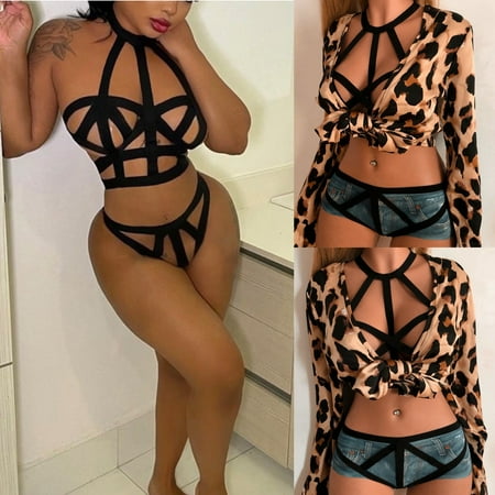 

Bessbest New Intimates Women Halter Neck Hollow Out Lingerie Set Bra And Panty Sets 2 Piece Teddy Bodysuit