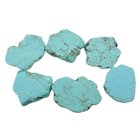 BOCAR 10pcs Natural Turquoise Gemstone Big Irregular Shape Chips Stone Loose Beads for Jewelry Making (ZS-1134-L)