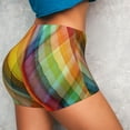 thumbnail image 3 of Picia Abstract Watercolors Tartan Printed Workout Shorts for Women Seamless Scrunch Butt Lifting High Waisted Yoga Gym Booty Running Moisture-wicking Short Pants-Large, 3 of 9