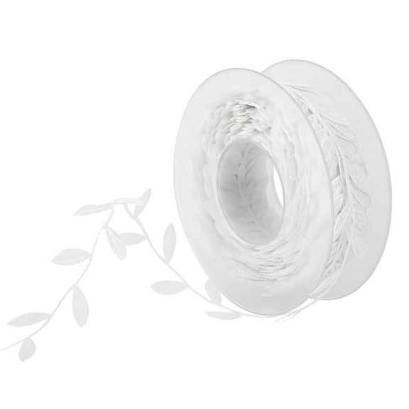 16 yard Leaf Leaves Ribbon for DIY Wreath Accessory Making Gift Wraping Home Party Decoration - White, as described