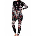 thumbnail image 2 of Women's Lounge Sets 2 Piece Dark Vintage Floral Pajamas Soft Long Sleeve Sleep Top and Pants, 2 of 7