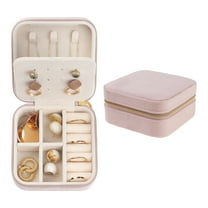 Unique Bargains Travel Jewelry Box Mini Portable Plush Velvet Jewelry Organizer Case Pink