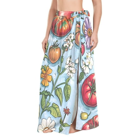 FORMRS Beach Sarong for Women Semi-Sheer Wrap Skirt Swimsuit Cover Up  Floral Tomatoes