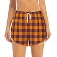 thumbnail image 4 of Lsque Fall Buffalo Plaid Printed Women's Running Shorts with Liner Pockets,Elastic Quick Dry Workout Athletic Gym Yoga Shorts,Womens High Waist Shorts-Small, 4 of 9