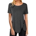 thumbnail image 4 of Landzoo Women'S Tops Solid Color Short Sleeve Crew Neck Shirt Summer Comfortable Women T Shirt Size 4XL Dark Gray, 4 of 6