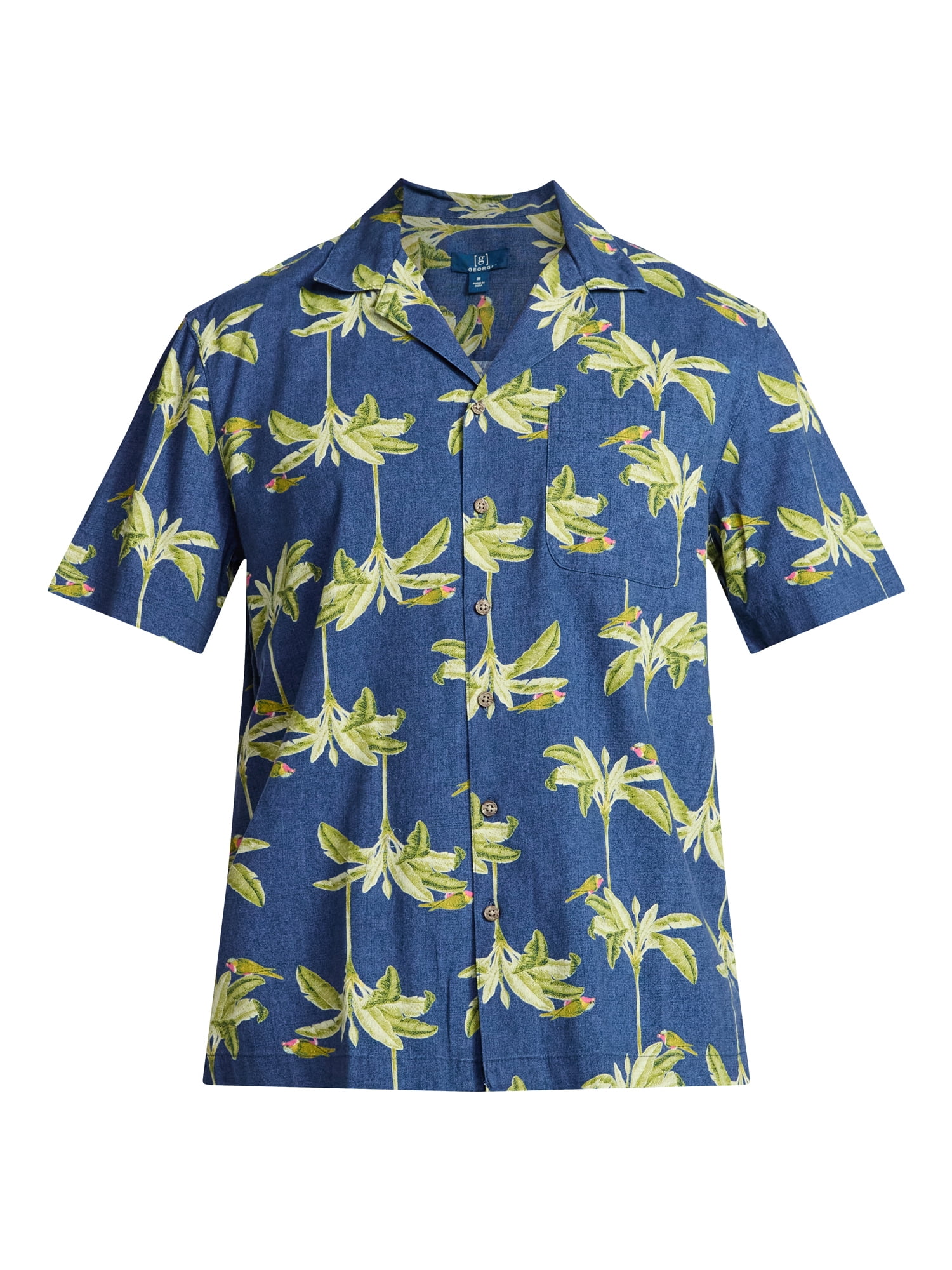 George Men's Relaxed Fit Linen Blend Camp Shirt with Short Sleeves, Sizes S-5XL, LT-3XLT