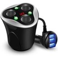 thumbnail image 1 of RV Adaptador de 3 Tomas de Encendedor de Cigarrillos (Negro) + Cargador de Coche de 3 Puertos USB, 120W 12/24V con Pantalla de Voltaje LED Interruptor de Encendido/Apagado Separado para Teléfono Móvil GPS y Cámara de Coche BRILLAR  Rojo Verde, 1 of 5