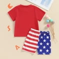 thumbnail image 4 of Okbabeha Toddler Boy 4th of July Outfit Letter Embroidery Short Sleeve Tops with StarStripe Shorts Fourth of July Clothes, 4 of 7