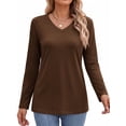 thumbnail image 2 of MOSHU 3 Pack T Shirts for Women V Neck Long Sleeve Womens T-shirts Casual Basics Tees Loose Fit Fall Tops, 2 of 11