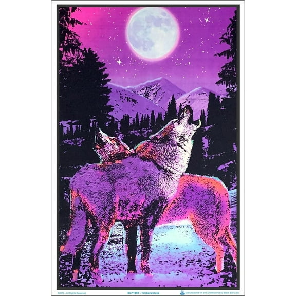 Timberwolves Blacklight Poster - Flocked - 23" x 23"