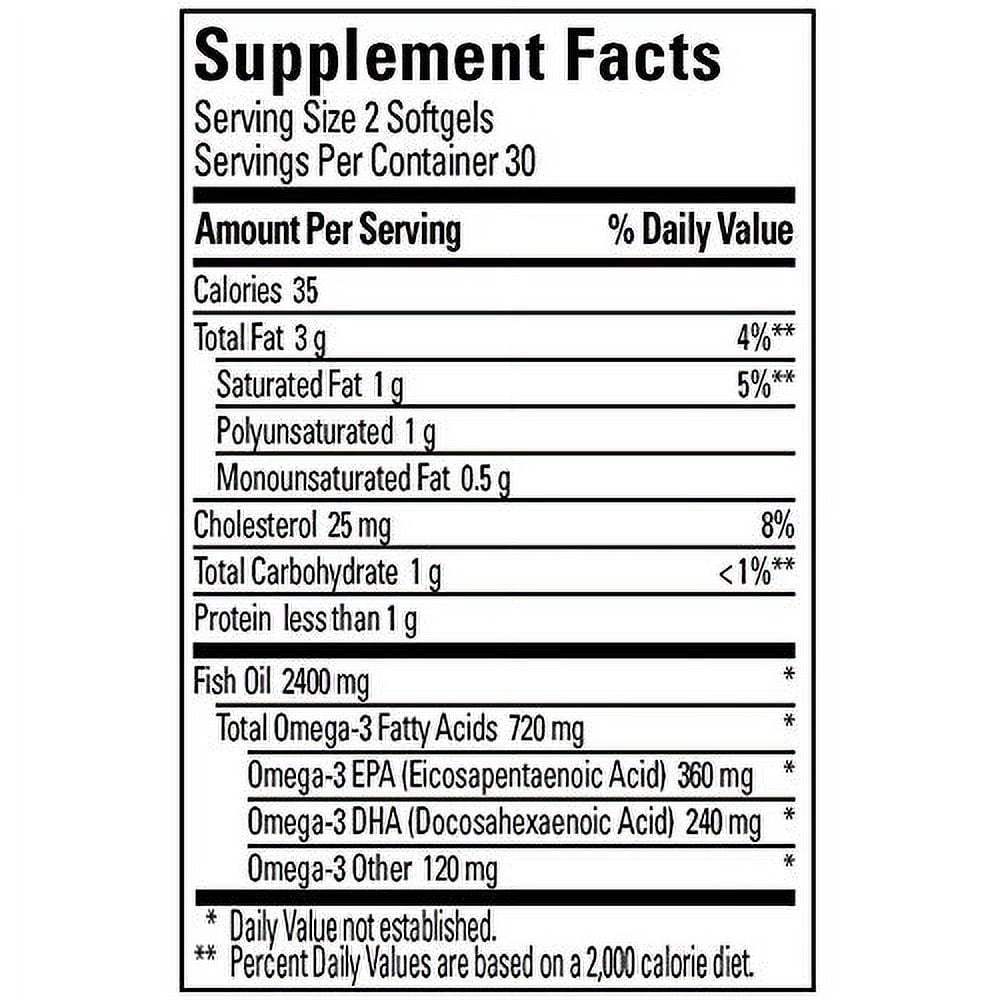 Nature Made Burp-Less Fish Oil 1200 mg, 60 Softgels, Fish Oil Omega 3 Supplement For Heart Health