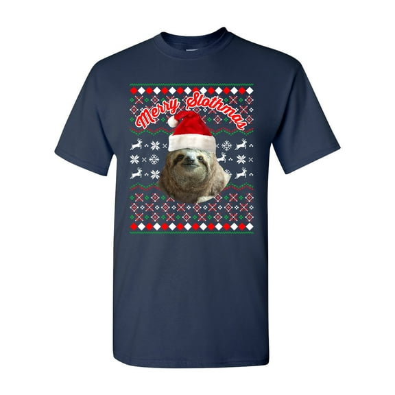 Merry Slothmas Sloth Animals Ugly Christmas Funny DT Adult T-Shirt Tee