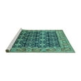 thumbnail image 2 of Ahgly Company Machine Washable Indoor Square Oriental Turquoise Blue Traditional Area Rugs, 6' Square, 2 of 4