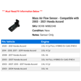 thumbnail image 2 of Mass Air Flow Sensor - Compatible with 2003 - 2021 Honda Accord 2004 2005 2006 2007 2008 2009 2010 2011 2012 2013 2014 2015 2016 2017 2018 2019 2020, 2 of 2