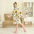 thumbnail image 2 of FORMRS Niños Bathrobe Unisex Hooded Robe Soft Plush Pajamas Sleepwear, Size 2-3T, White Watercolor Sunflowers, 2 of 7