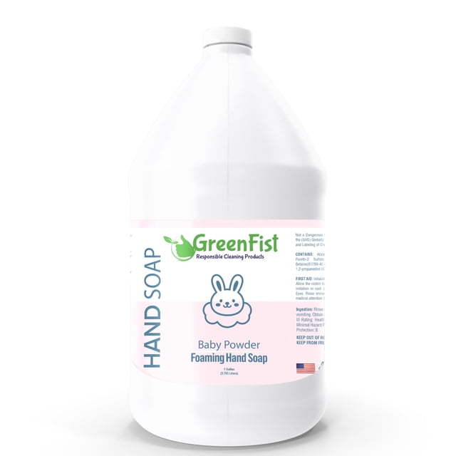 Jabón de manos espumoso de repuesto GreenFist Angel Foam, 3,8 L, talco para bebés