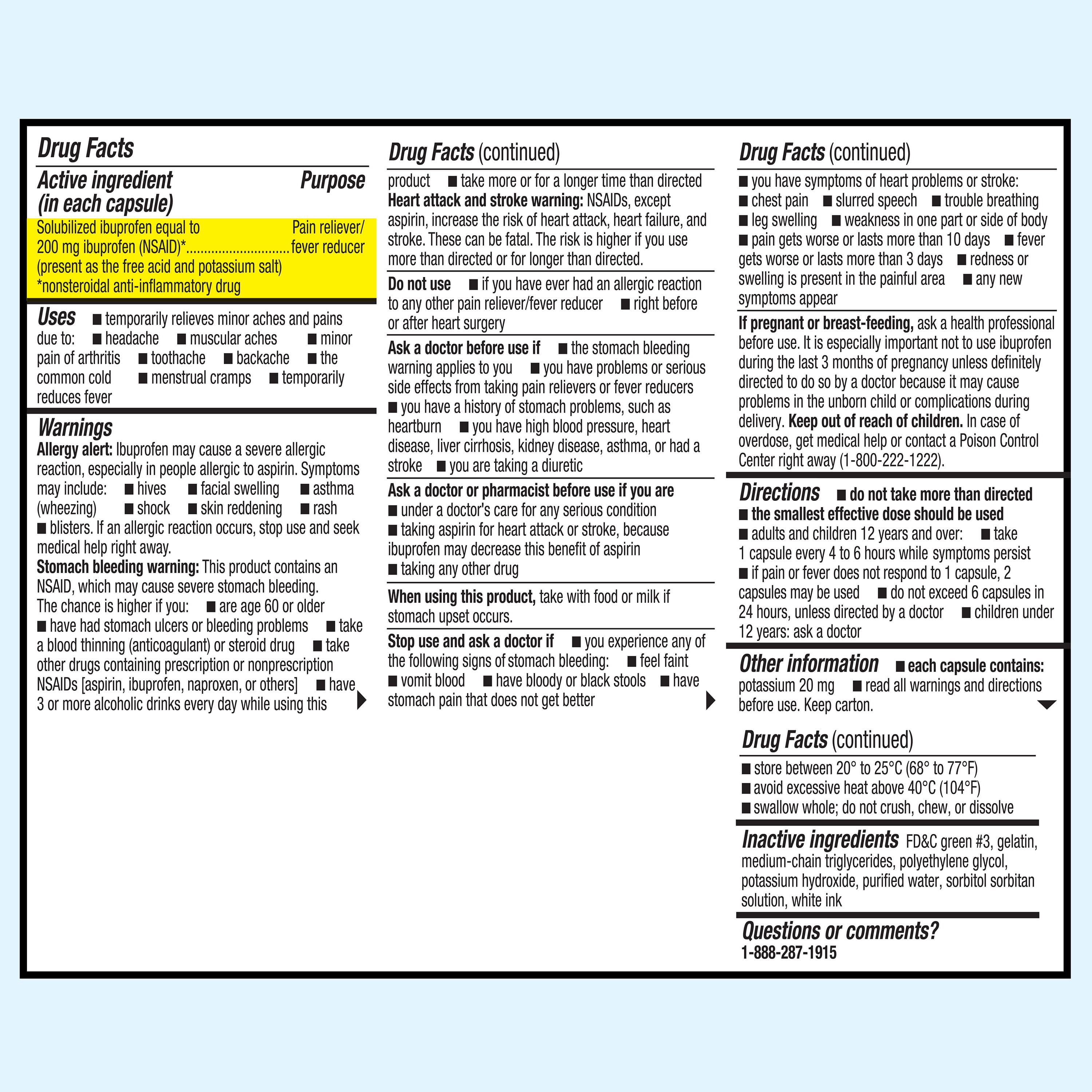 Equate Ibuprofen Softgels, 200 mg, 20 Count