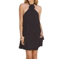 thumbnail image 2 of Women's Floral Backless Mini Halter Neck Applique Layered Ruffled Hem Dress for Party Black S, 2 of 8
