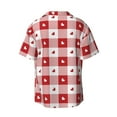 thumbnail image 6 of Lsque Plaid Heart print Men's Cuban Collar Short Sleeve Shirt Summer Beachwear Casual Button Down Fashionable Vacation Leisure Shirt-Medium, 6 of 7