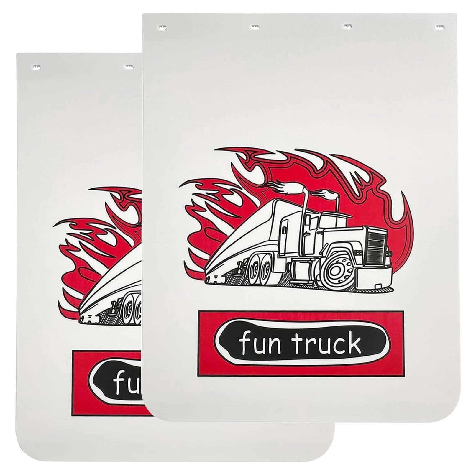 BST BSSP 4PCS for Semi Trucks 2PCS Universal Heavy Duty 24"x30" Mudflaps & 24" * 21" Anti-Sail Mud Flap Bracket Hanger kit, White Straight Splash Guard Mudflap