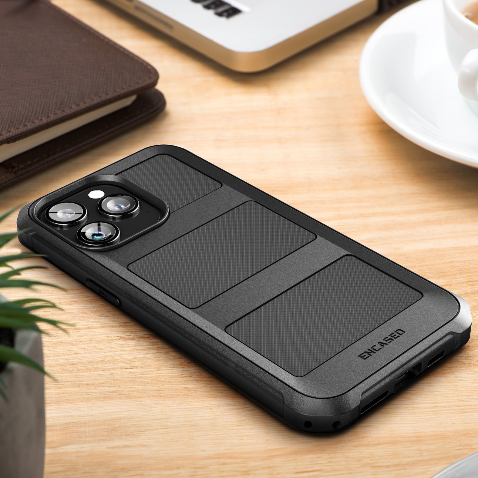 Encased Falcon Designed for iPhone 15 Pro Belt Clip Case Compatible with MagSafe - Protective Shockproof Magnetic Case with Holster (Black)