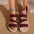 thumbnail image 6 of Beach Shoes, Sandals Wide Feet, Women's Summer Flat Sandals Open Toe Slingback Comfortable Slip-On Sandals Non Slip Elastic Ankle Strap Walking Sandals Outdoor Sport Walking Casual Sandals, Wine 7.5, 6 of 8