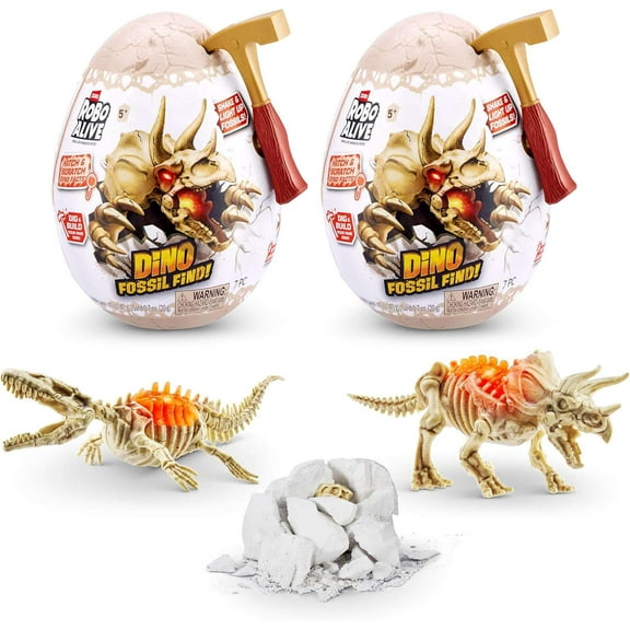 Robo Alive Fossil Find! MINI Mosasaur & Triceratops 2-Pack