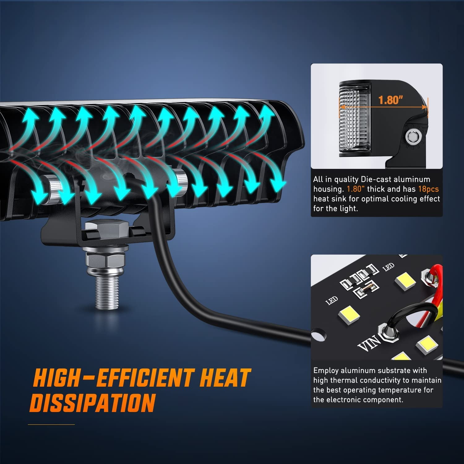Nilight Side Shooter LED Light Bar / Pods 2PCS 6.5 Inch 60W Flood Spot Beam Combo Fog / Driving Light Work Light for Truck ATV UTV Boat