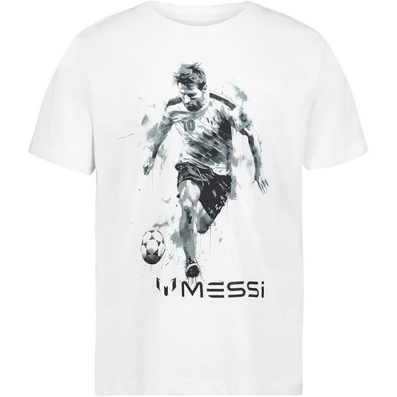 Messi Boys Lifestyle Short Sleeve T-Shirt, White, Boys Size 7