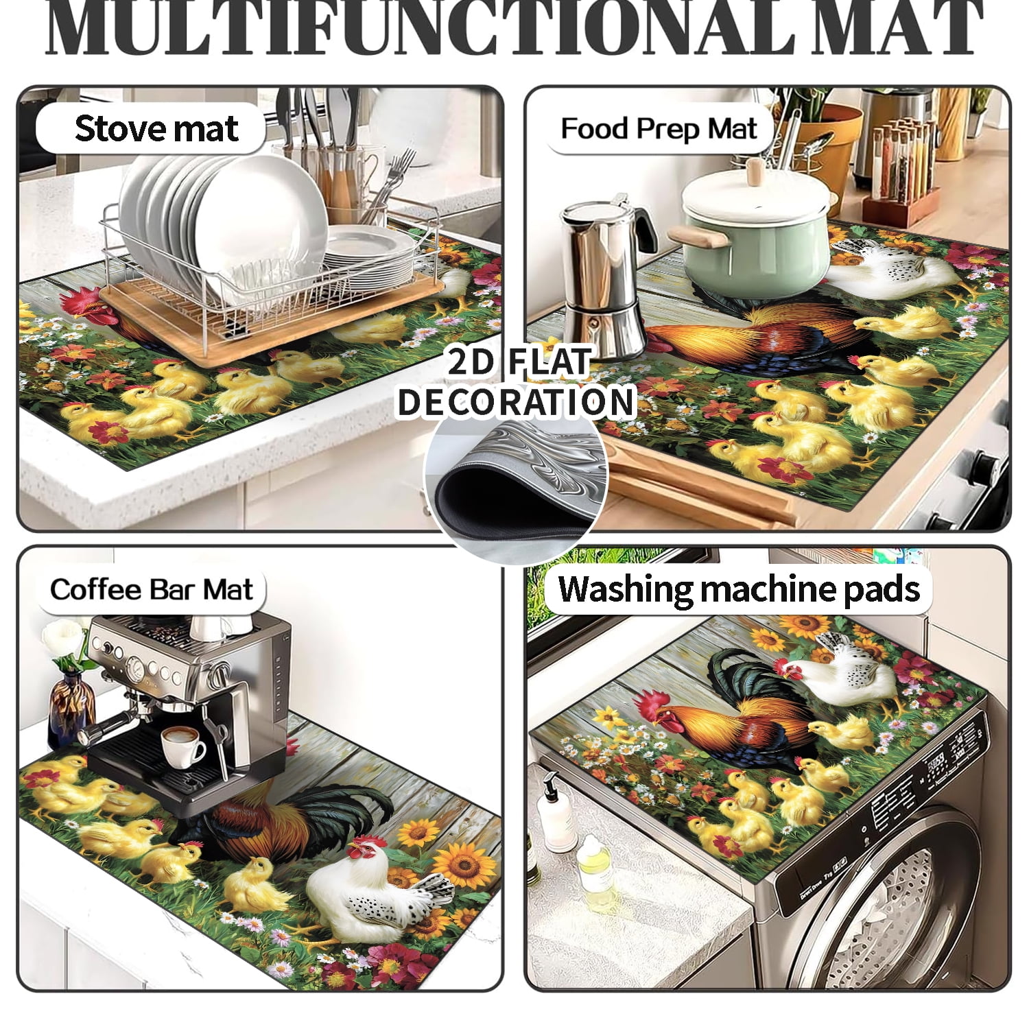 Farm rooster pattern Stove Top Cover for Electric Stove (28.5"x20.5") - Ceramic Glass Cooktop Protector, Heat Resistant Range Cover, Flat  Stovetop Protector, Multipurpose Dish Drying Mat for Kitchen