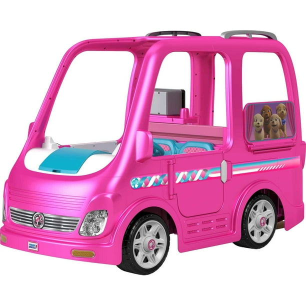 Power Wheels Barbie Dream Camper Battery-Powered Ride-On with Music Sounds  & 14 Accessories 