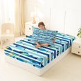 thumbnail image 4 of Manfei Artistic Fish Twin Sheets, Sea Striped Bedding, Blue, 3-Piece, 1 Flat Sheet, 1 Fitted Sheet and 1 Pillowcase, 4 of 6