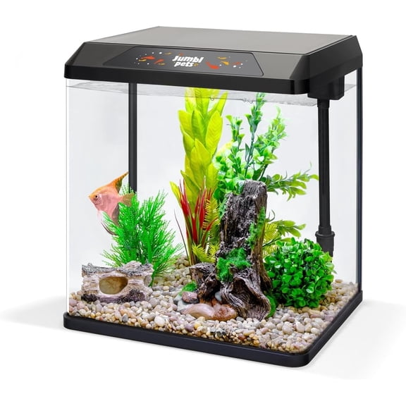 JumblPets Starter Small Glass Aquarium Kit, 2 Gallon with LED & Accessories