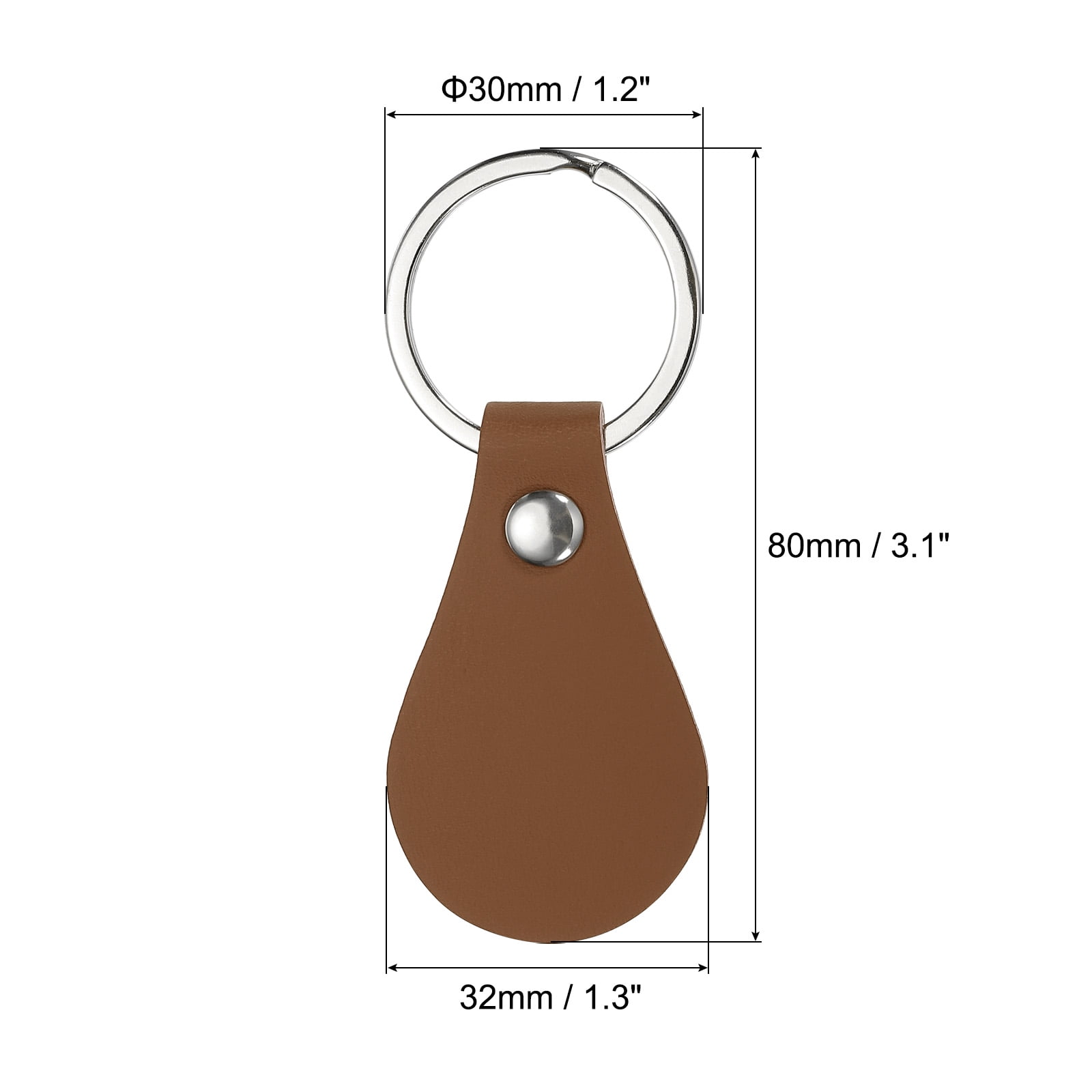 Unique Bargains Leather Key Fob Kit PU Leather Key Fob Blanks with Key Rings DIY Keychain Brown
