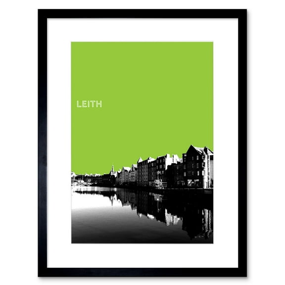 Leith Shore Edinburgh Scotland Scottish Landmark Green Artwork Framed Wall Art Print 9X7 Inch