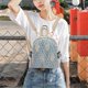 thumbnail image 2 of Mochilas pequeñas de tejido de paja Mochilas escolares con estampado de rayas para mujer (Azul) Likrtyny Para estrenar, 2 of 9