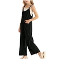 thumbnail image 4 of LYHaoo Jumpsuit for Girls Girls Sleeveless Jumpsuit With Adjustable Spaghetti Straps And Side Pockets Casual Summer Romper For Big Kids And Comfortable Pull On Play Outfit,Sizes 13-14 Years, 4 of 6