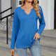 thumbnail image 2 of Blusa informal de manga larga y cuello en V para mujer: top de poliéster de color liso, estilo informal y moderno, tallas S-XXL para llevar a diario en otoño., 2 of 8