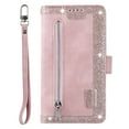thumbnail image 3 of SaniMore for Samsung Galaxy S22 Plus 6.6" 2022 Case, Prumium Leather Zipper Wallet Card Slots Cash Pocket Flip Kickstand Lanyard Anti-drop Shcokproof Full Body Wrap Business Case, Rosegold, 3 of 12