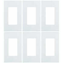 Leviton 80301-SW 1-Gang Decora Plus Wallplate Screwless Snap-On Mount 6 Pack, White