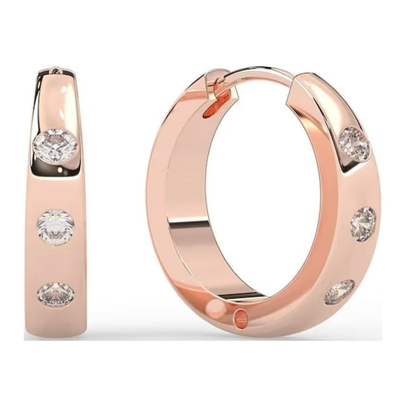 1CT Natural Diamond I-J,SI1 Round 14K Rose Gold Hoop Earrings Fine Jewelry for Women Gifts