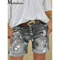 thumbnail image 2 of 2021 Female Casual Bottoms Harajuku Vintage Streetwear Summer New Buttons Women Denim Shorts Washed Flower Print Jeans, 2 of 7